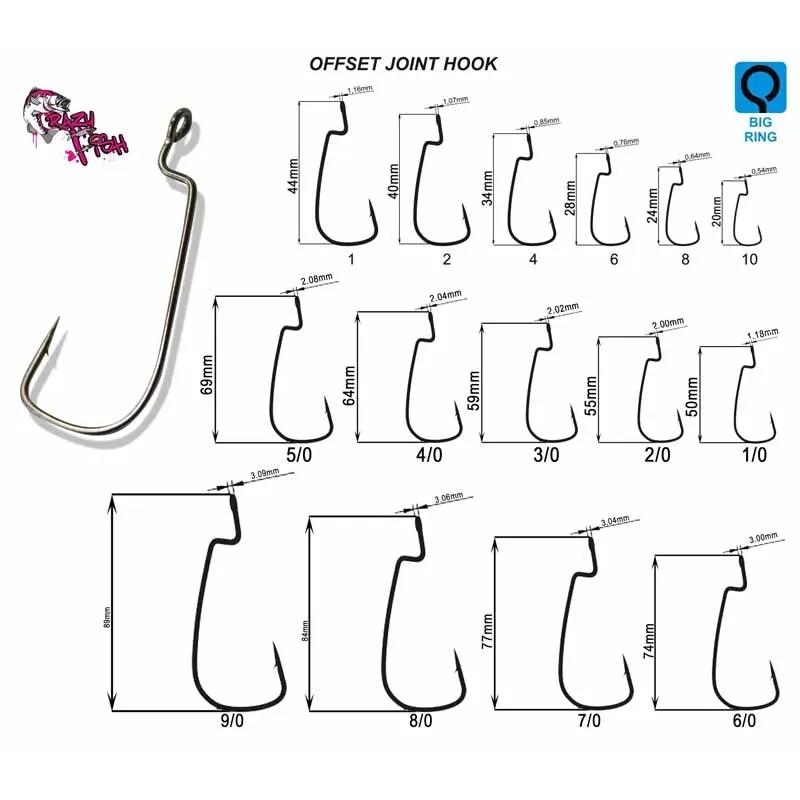 Anzol Offset Hook Crazy Fish Offset Joint Hook №2 - 10 unidades