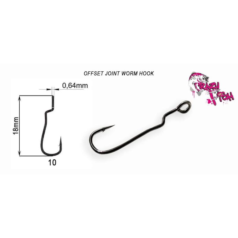 Anzol Crazy Fish Offset Joint Worm nº 10 - 10 unidades