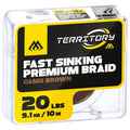 Carp Fishing FAST SINKING PREMIUM BRAID - 20lbs/10m - CAMO BROWN