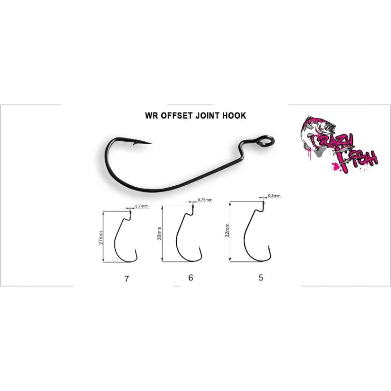 Anzol Offset Hook Crazy Fish Wide Range Offset Joint Hook №5 - 15 unidades