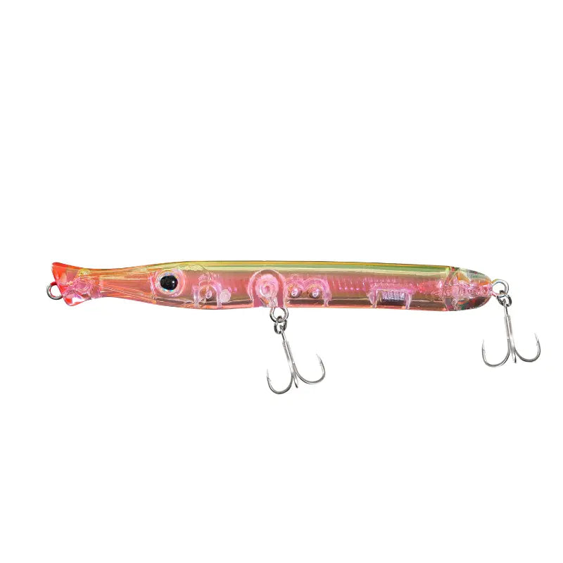 Amostra Fishus Don Belone Mini de 10cm na cor CL Candy Lemon, combinando amarelo e rosa vibrante com efeito brilhante.
