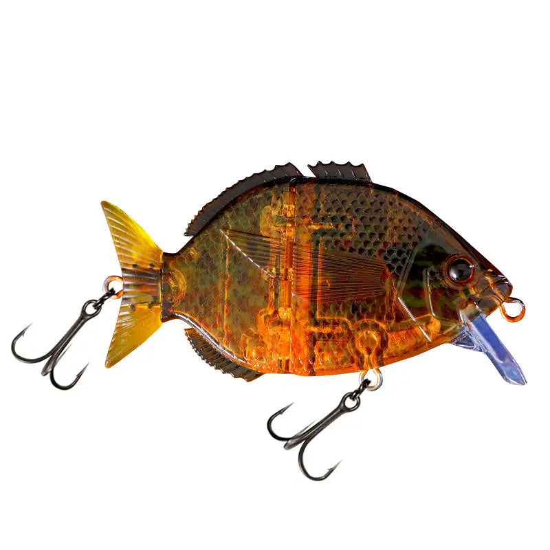Amostra Fishus Esparrall 76mm 16gr na cor P - Pumpkinseed, swimbait personalizável para spinning e predadores.