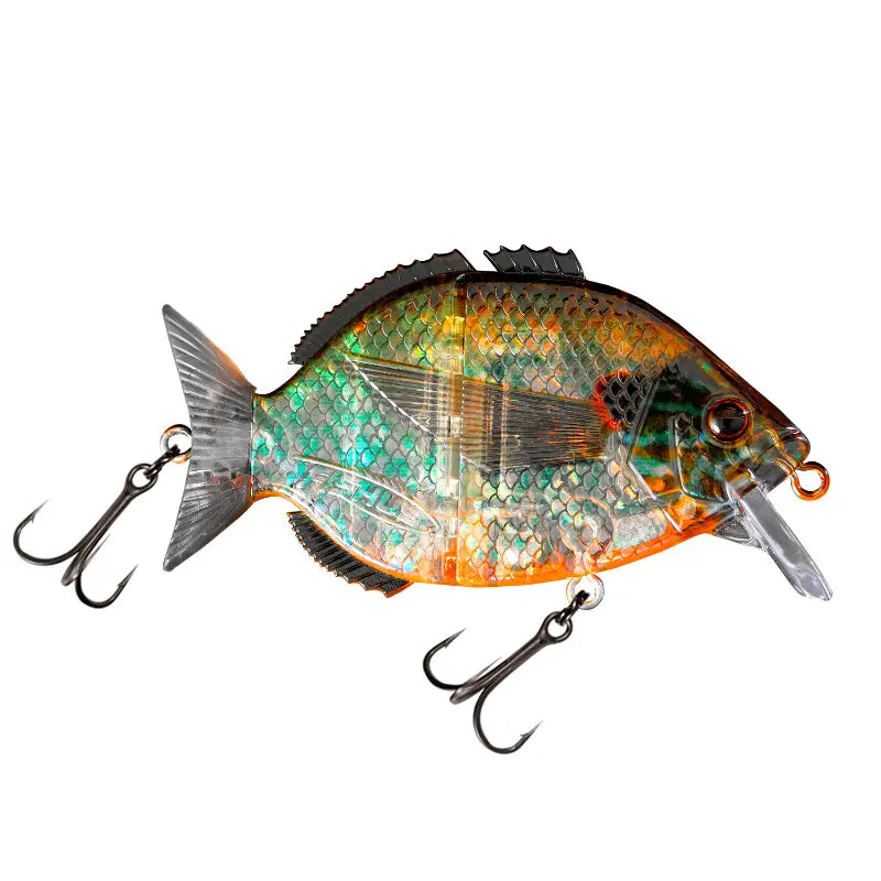 Amostra Fishus Esparrall 76mm 16gr na cor TP - Translucid PumpkinSeed, swimbait personalizável para spinning e predadores.