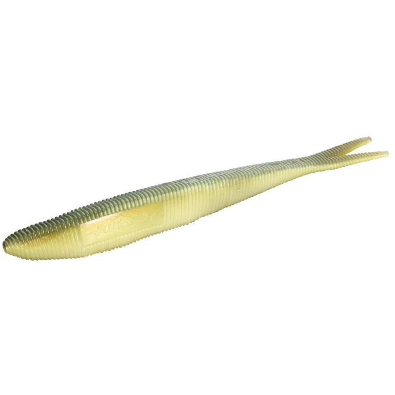 Amostra de vinil com cauda bifurcada Mikado Saira 8cm - Cor 341, ideal para trutas e predadores.