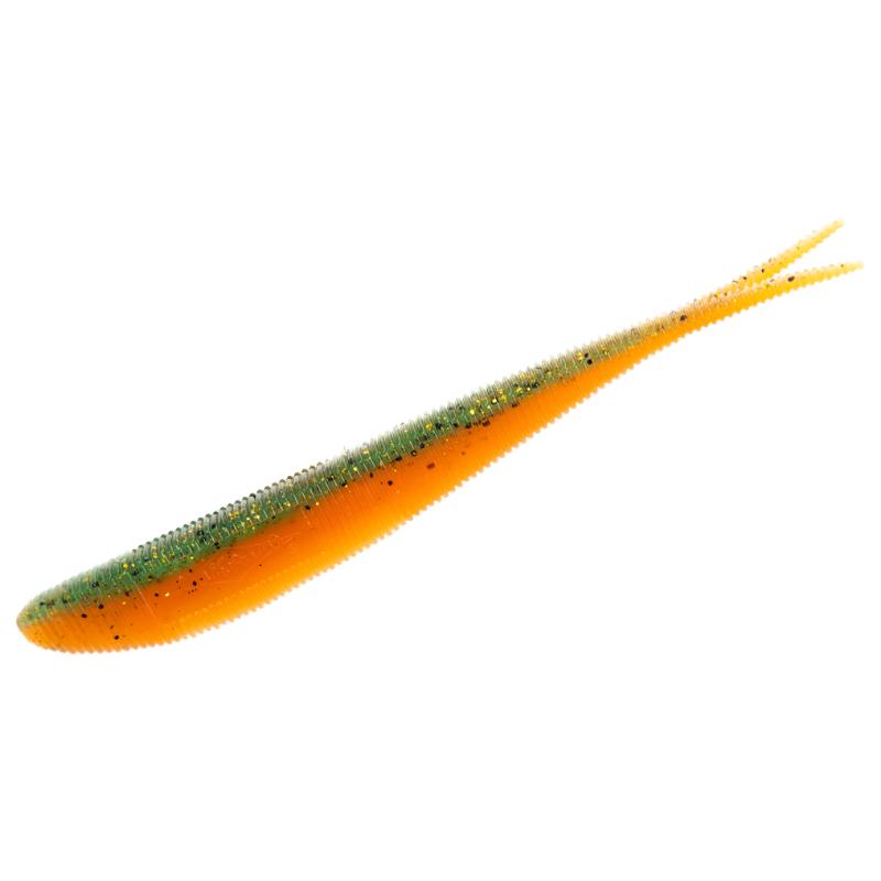 Amostra de vinil com cauda bifurcada Mikado Saira 8cm - Cor 343, ideal para trutas e predadores.