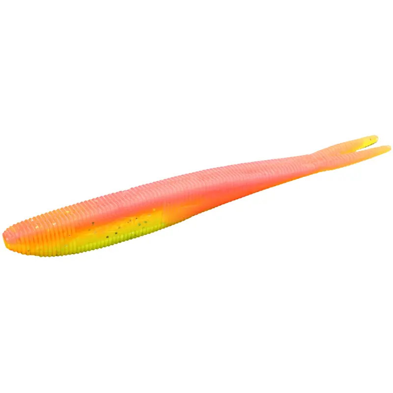 Amostra de vinil com cauda bifurcada Mikado Saira 8cm - Cor 352, ideal para trutas e predadores.