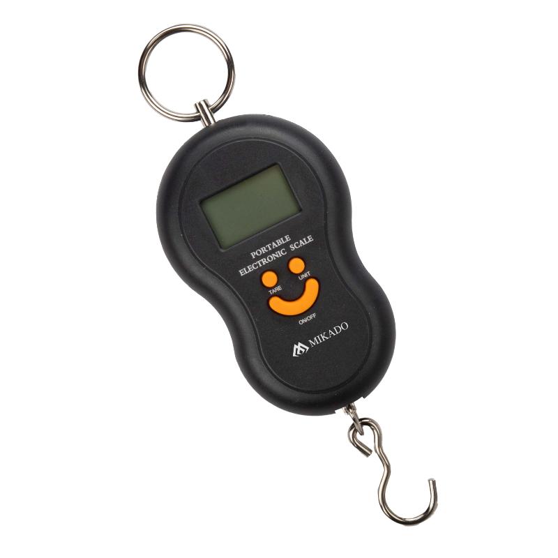 Balança de pesca digital Mikado até 50kg em cor preta para pesagem de capturas