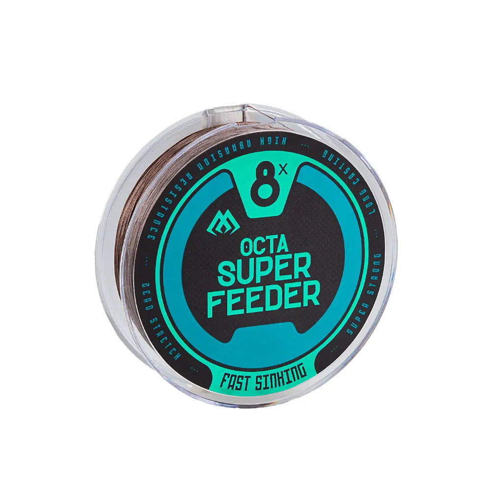 Pormenor da bobine de fio entrançado de 8 fios Mikado Octa Super Feeder Sinking.