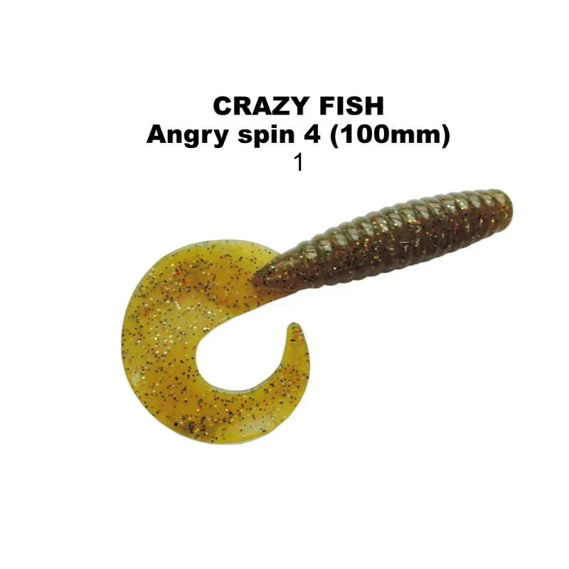 Pack de 6 vinis Crazy Fish Angry Spin 10 cm cor 1 para pesca de predadores
