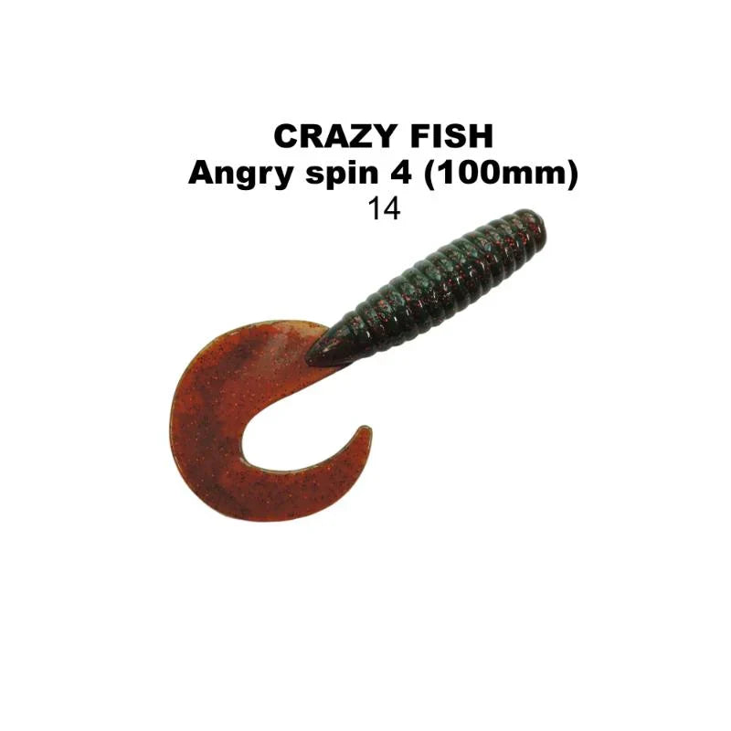 Pack de 6 vinis Crazy Fish Angry Spin 10 cm cor 14 para pesca de predadores