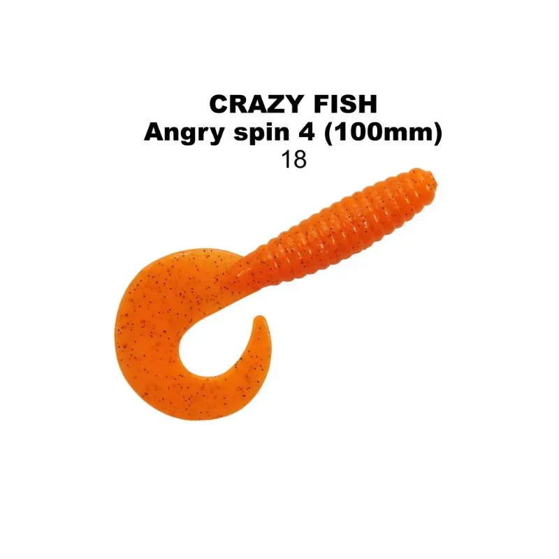 Pack de 6 vinis Crazy Fish Angry Spin 10 cm cor 18 para pesca de predadores
