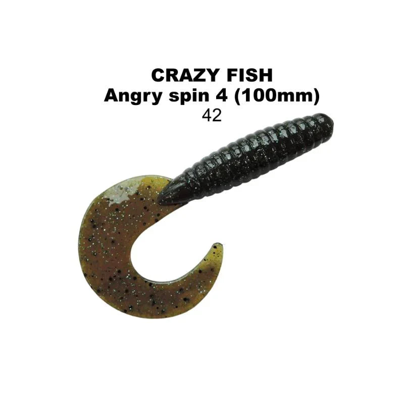 Pack de 6 vinis Crazy Fish Angry Spin 10 cm cor 42 para pesca de predadores