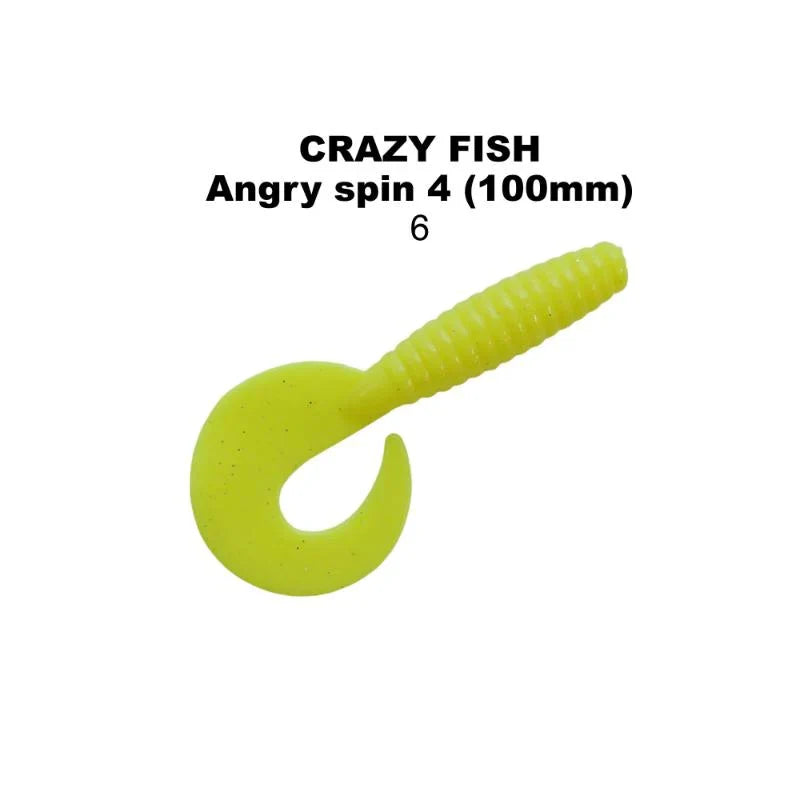 Pack de 6 vinis Crazy Fish Angry Spin 10 cm cor 6 para pesca de predadores