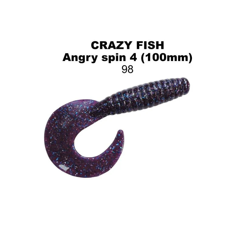 Pack de 6 vinis Crazy Fish Angry Spin 10 cm cor 98 para pesca de predadores