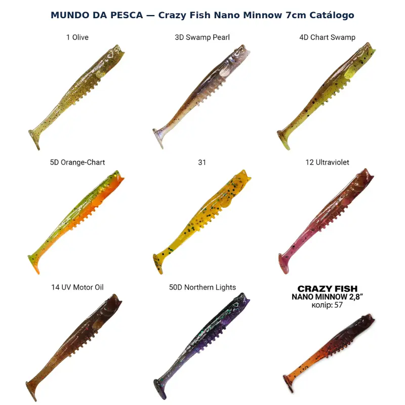 Amostra Crazy Fish Nano Minnow 7cm - Pack 5 Unidades