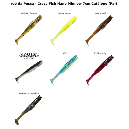 Amostra Crazy Fish Nano Minnow 7cm - Pack 5 Unidades