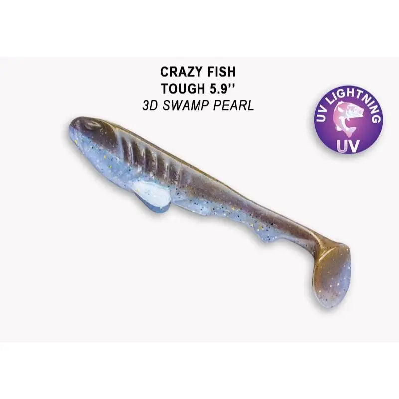 Amostras de silicone Crazy Fish Tough 15cm na cor 3D Swamp Pearl para pesca de predadores na Mundo da Pesca