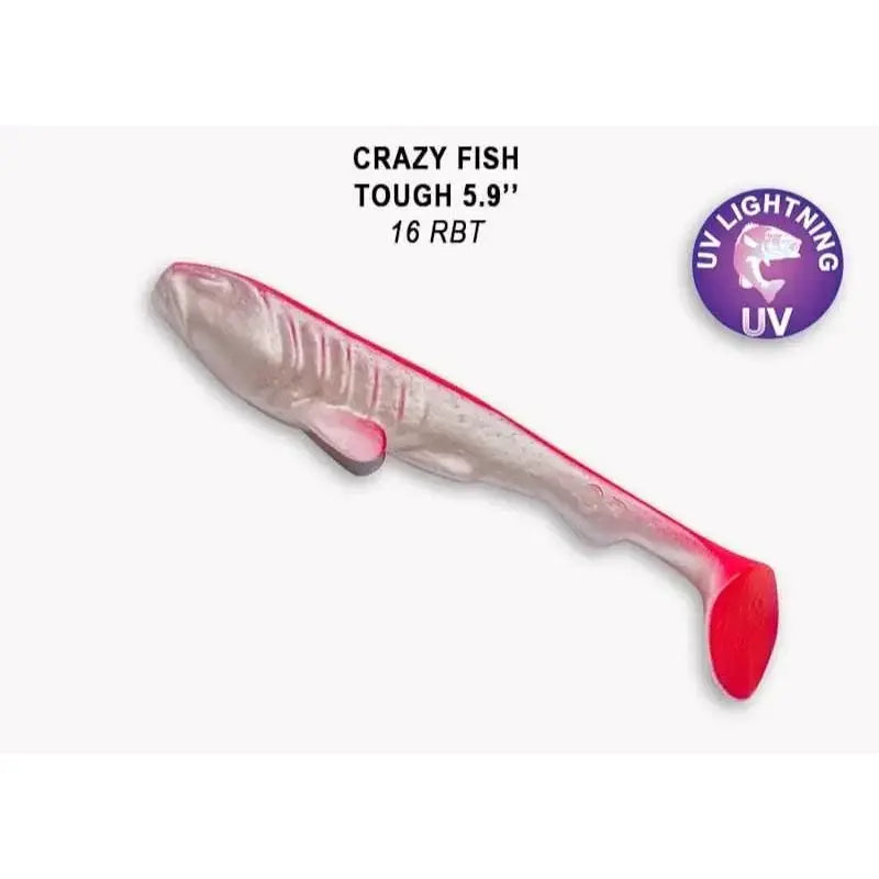 Amostras de silicone Crazy Fish Tough 15cm  na cor 16 RBT para pesca de predadores na Mundo da Pesca