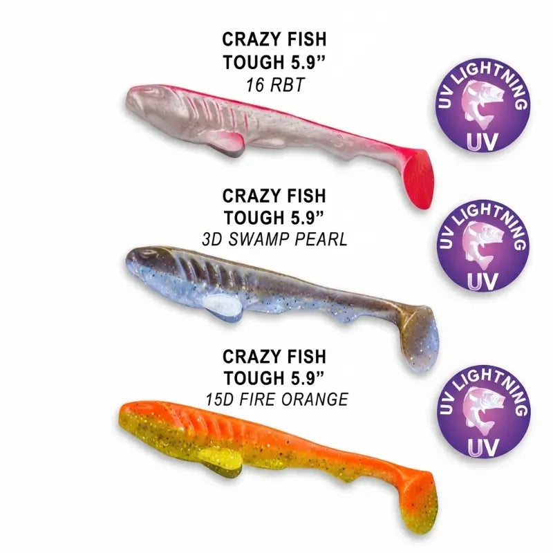 Amostras de silicone Crazy Fish Tough 15cm em várias cores