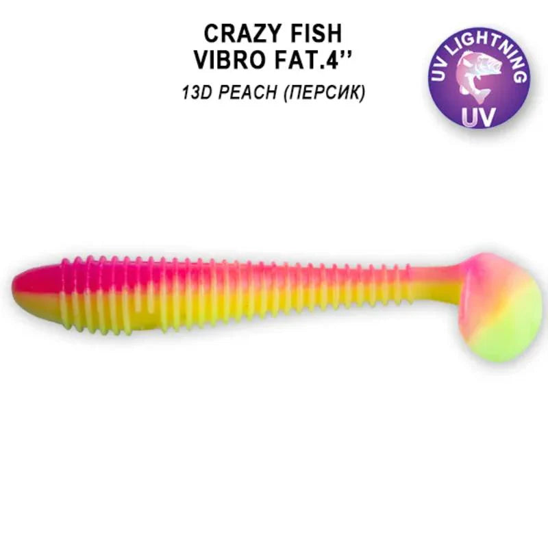Amostra de vinil Crazy Fish Vibro Fat 10cm cor 13D para pesca de achigã e predadores