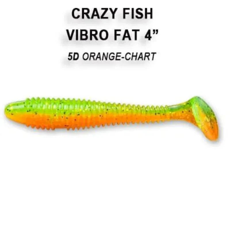 Amostra de vinil Crazy Fish Vibro Fat 10cm cor 5D para pesca de achigã e predadores
