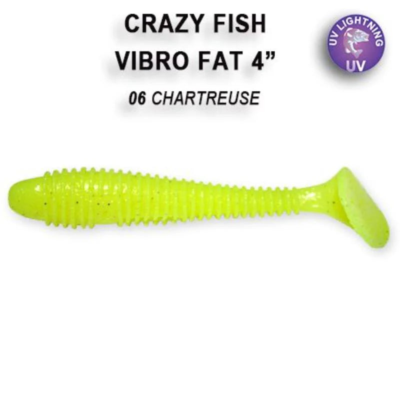 Amostra de vinil Crazy Fish Vibro Fat 10cm cor 6 para pesca de achigã e predadores