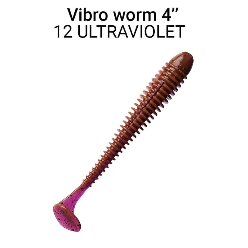 ack de 5 vinis Crazy Fish Vibro Worm 10 cm cor 12 para pesca de predadores