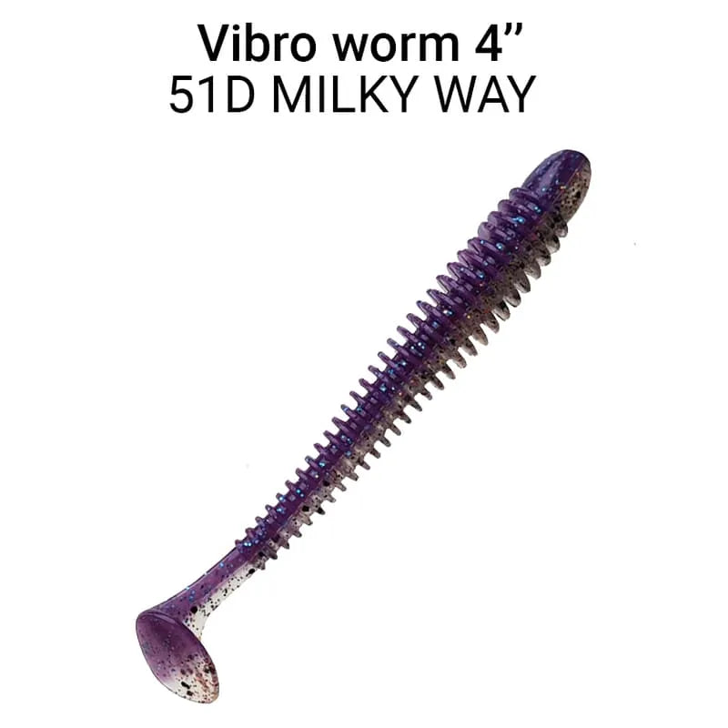 ack de 5 vinis Crazy Fish Vibro Worm 10 cm cor 51D para pesca de predadores