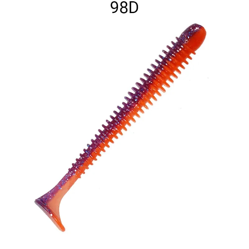 ack de 5 vinis Crazy Fish Vibro Worm 10 cm cor 98D para pesca de predadores