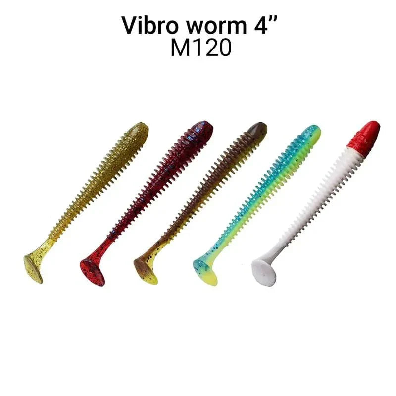 ack de 5 vinis Crazy Fish Vibro Worm 10 cm cor M120 para pesca de predadores