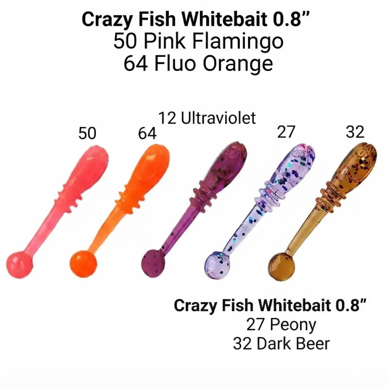 Amostra de vinil Crazy Fish Whitebait 2cm pack de 20 unidades para LRF e Ajing