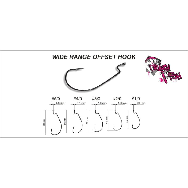 Anzol Offset Hook Crazy Fish Wide Range Offset Joint Hook №1/0 - 10 unidades