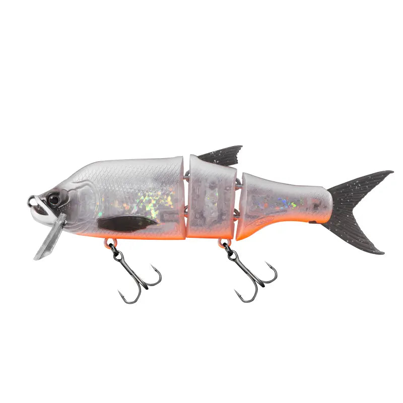 Amostra swimbait Fishus Cerberus Lite em cor WO White Orange para visualização de alta visibilidade na pesca de predadores