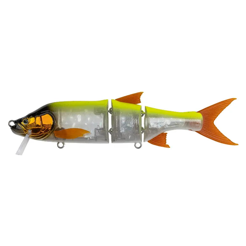Isca de pesca swimbait Fishus Cerberus 23cm 96g na cor CH - Chartreuse, hard lure articulado para grandes predadores.