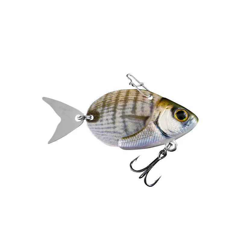 Amostra Fishus Esparrall Metal Vib 35mm 10g na cor WS White Seabream para LRF