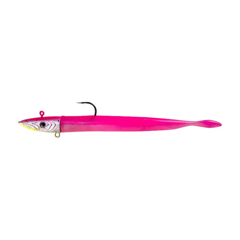 Amostra vinil Fishus Espetit Sandeel 14cm cor Clear Pink de alta atração.