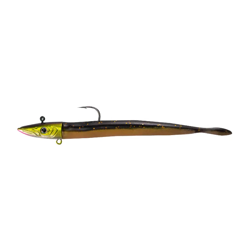 Amostra vinil Fishus Espetit Sandeel 14cm cor Dark Eel para águas turvas.