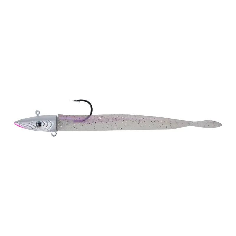 Amostra vinil Fishus Espetit Sandeel 14cm cor UV White com efeito fluorescente.