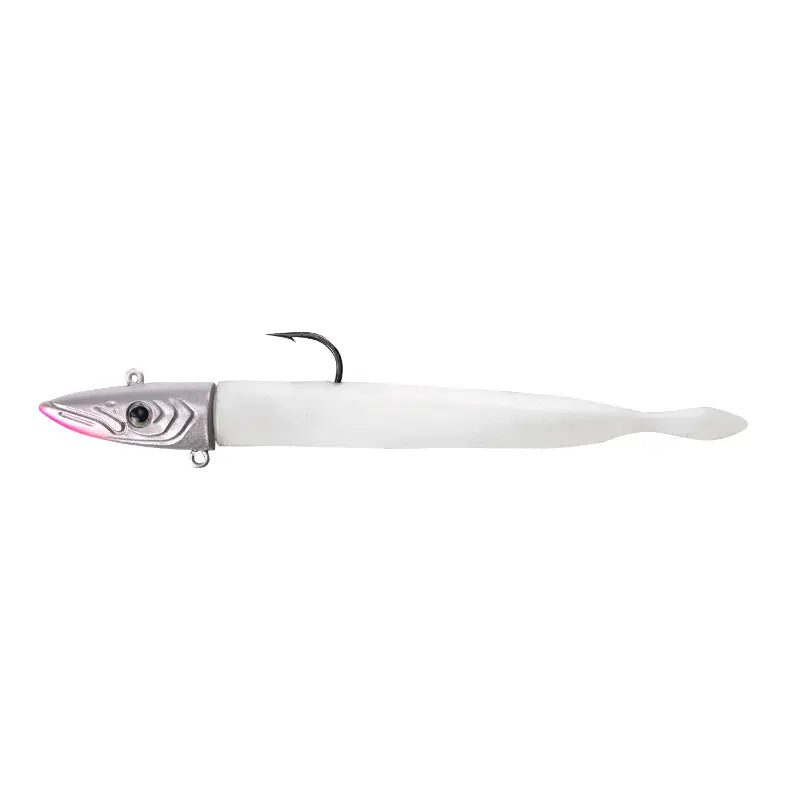 Amostra vinil Fishus Espetit Sandeel 14cm cor White, isca clássica versátil.