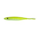 Amostra Fishus Espetit Soft Jerk de 12cm na cor Chartreuse White, ideal para spinning e light game.