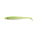 Amostra Fishus Espetit Soft Shad de 10cm na cor Chartreuse, com tom amarelo-limão fluorescente, ideal para spinning e light game.