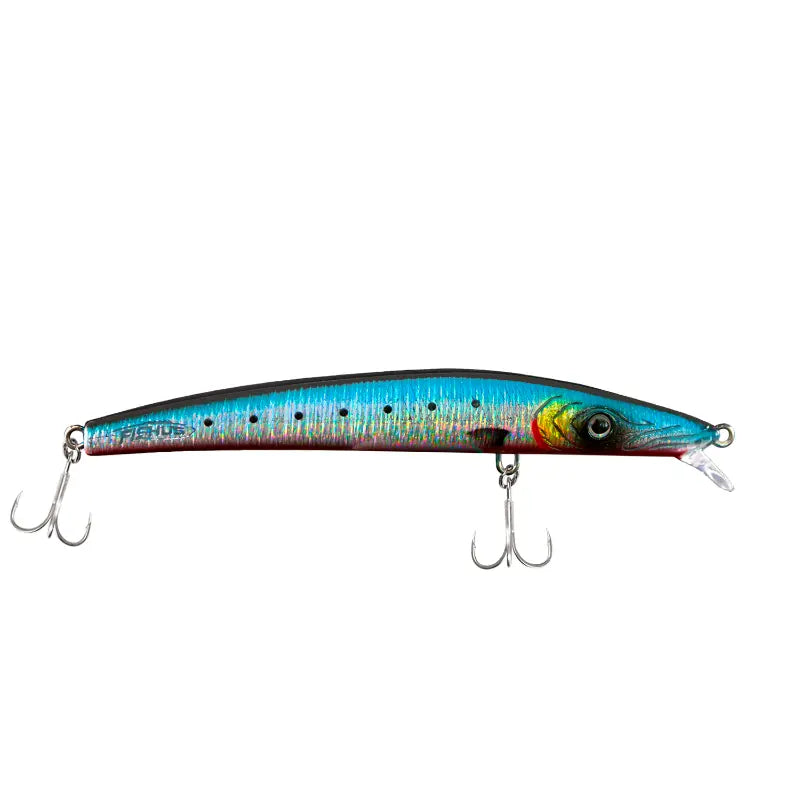 Amostra de pesca Fishus Espetron Long Minnow 110mm e 10.5g, modelo long jerkbait suspending e silencioso em cor BS - Hot Belly Sardine