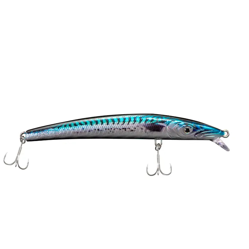 Amostra de pesca Fishus Espetron Long Minnow 110mm e 10.5g, modelo long jerkbait suspending e silencioso em cor MA - Mackerel