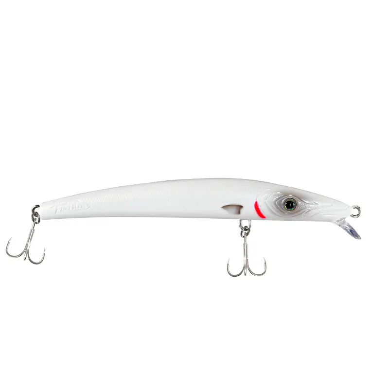 Amostra de pesca Fishus Espetron Long Minnow 110mm e 10.5g, modelo long jerkbait suspending e silencioso em cor W - White