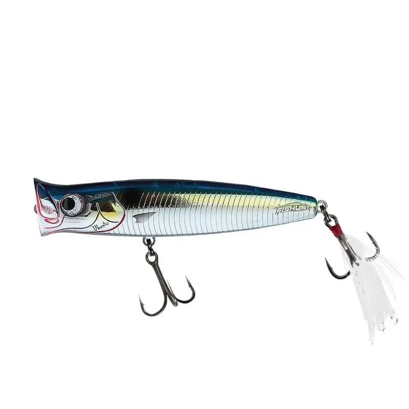 Fishus Ubuntu 70mm 8.5g - Amostra popper de superfície na cor CP - Chrome Pilchard