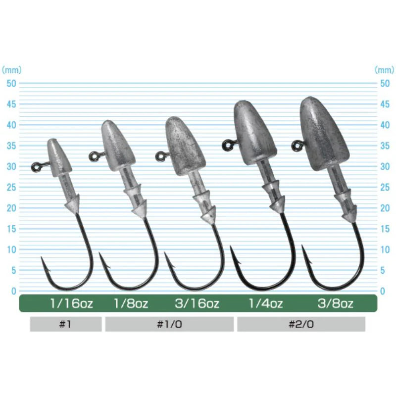 Jighead Owner JH-51 Darter Head 5147-068 cabeça chumbada para vinil, foto dos tamanhos
