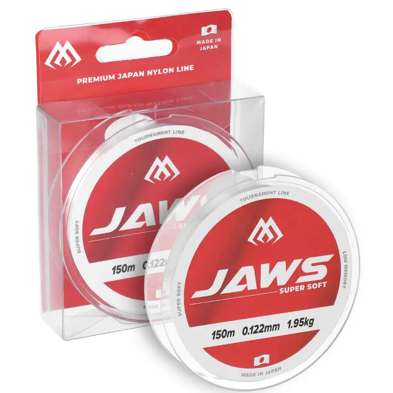 Bobine de linha de monofilamento Mikado Jaws Super Soft fabricada no Japão