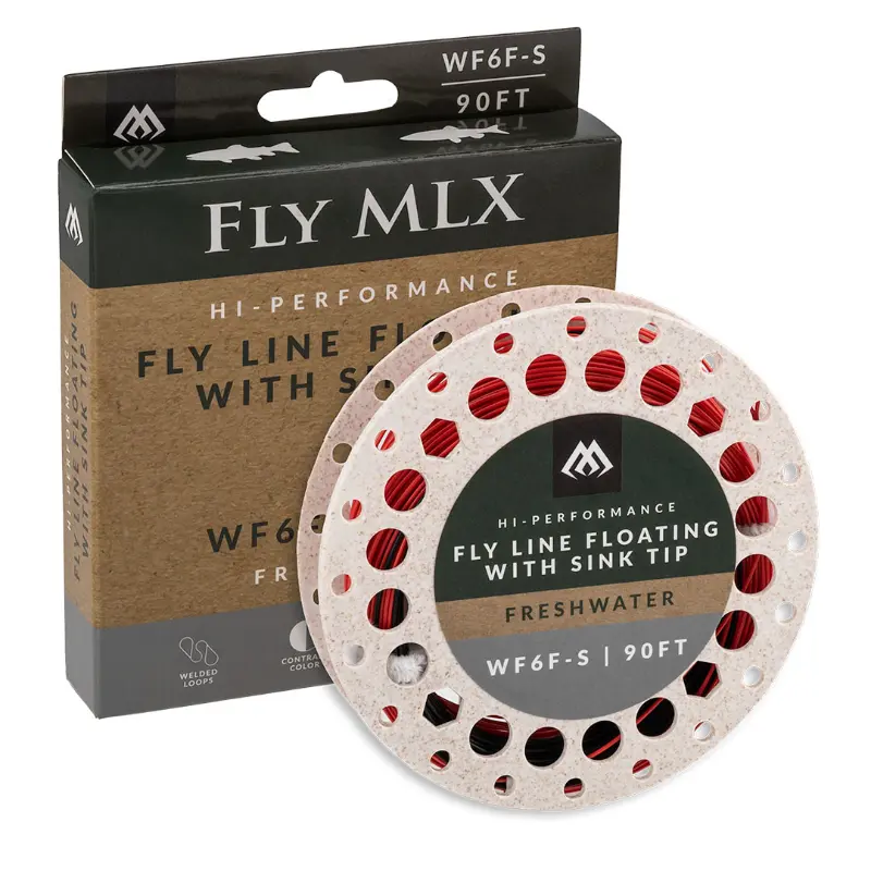 Bobine de linha de pesca à mosca Mikado FLY MLX WF6F-S flutuante com ponta afundante
