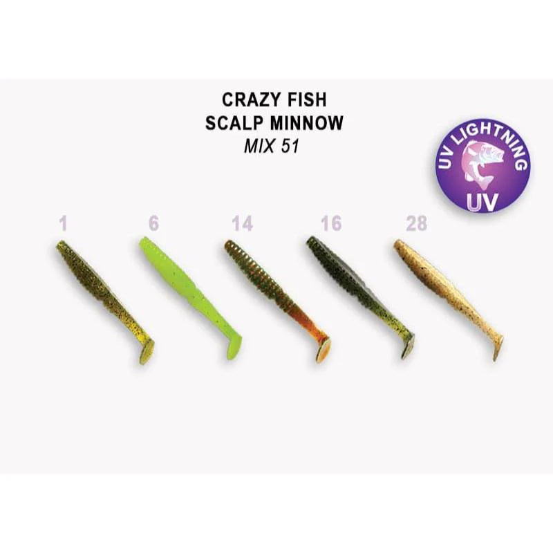 Crazy Fish Scalp Minnow 8cm pack de 5 unidades