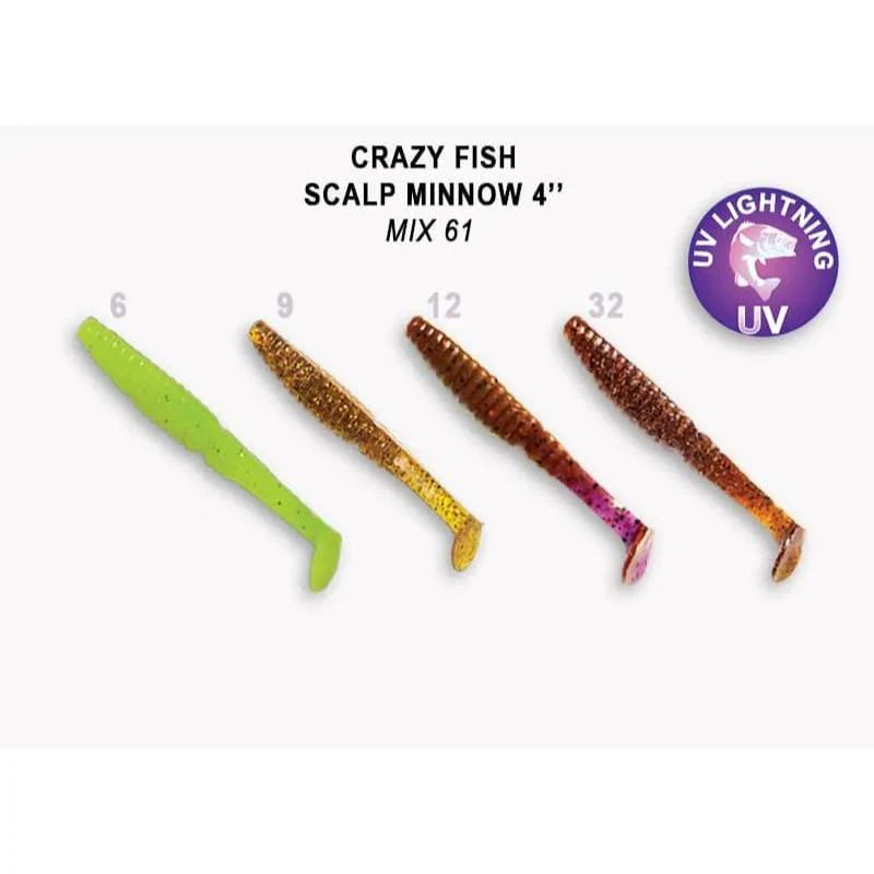 Crazy Fish Scalp Minnow 10cm pack de 4 unidades